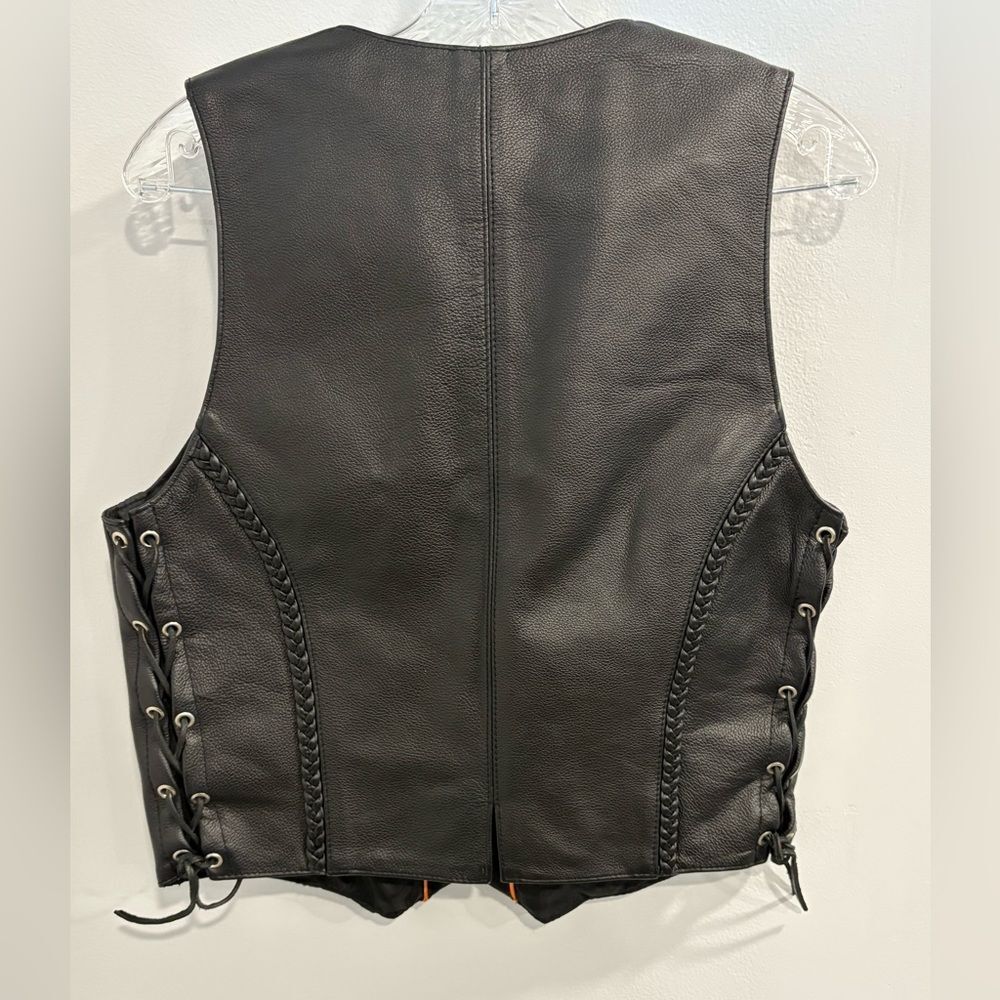 Vintage First Classics Black Leather Motorcycle Biker Vest - Picture 7 of 14